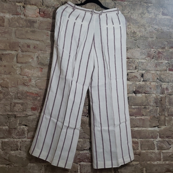 Theory linen ladies pant wide leg size 4 striped - Picture 5 of 8